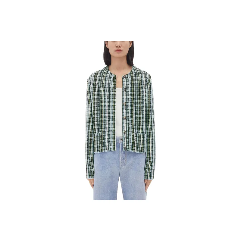 Bottega Veneta Checked Round Neck Cardigan-0