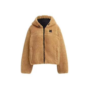 COACH Tonal Sherpa Zip Hoodie In Recycled Polyester Jackets Coats Women's Caramel