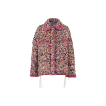 KHRISJOY Padded Tweed Button-front Jacket