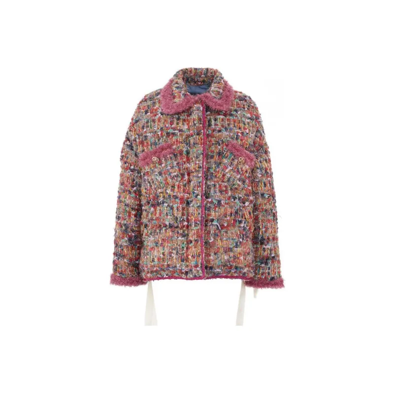 KHRISJOY Padded Tweed Button-front Jacket-0