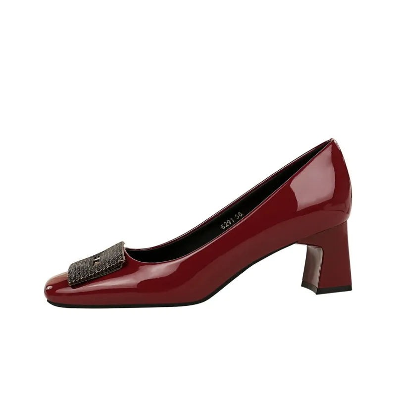 QITUMAUL Chunky Heel High Heels Women's-6