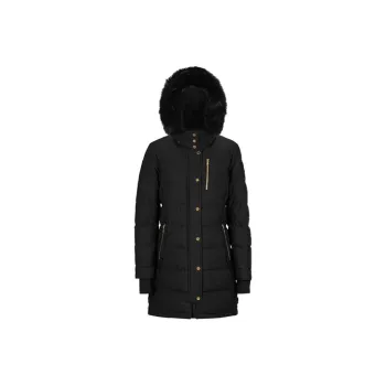 Moose Knuckles Solid Color Hooded Mid Length Down Jacket Women's Black