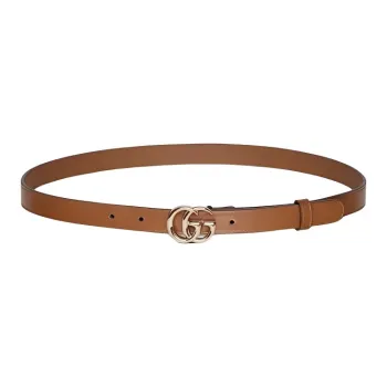 GUCCI Leather, Hardware Accessories Leather Belts Women's Brown Width 2CM