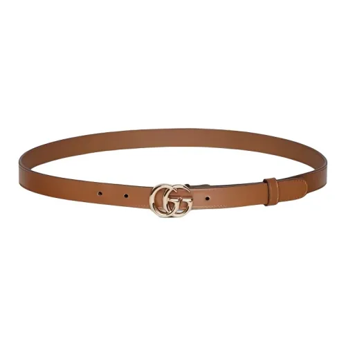 GUCCI Leather, Hardware Accessories Leather Belts Women's Brown Width 2CM