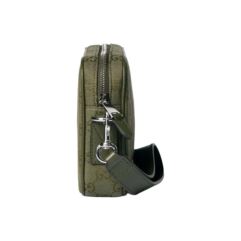 GUCCI Canvas Crossbody Handbag Trumpets Men's Forest Green-3