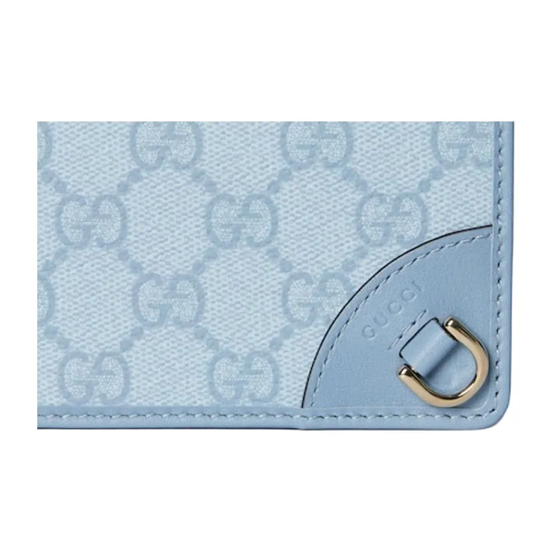 GUCCI GG Emblem Coated Fabric Wallet Mini Women's Light Blue-6