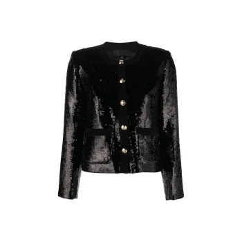 NILI LOTAN Sequin-embellished Buttoned-up Jacket