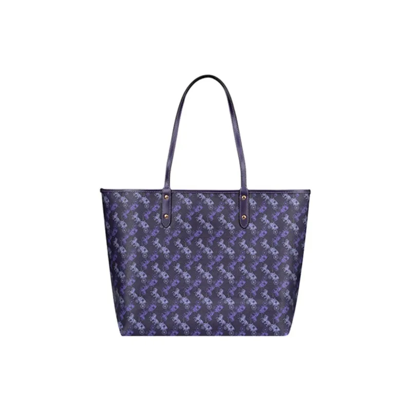 COACH City Leather Tote Bag, Shopping Bag, Handbag, Shoulder Bag Large Size Women's Purple-2