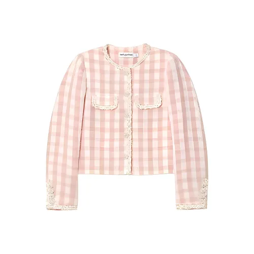 Self-portrait Jackets Coats Women's Red And Pink Plaid