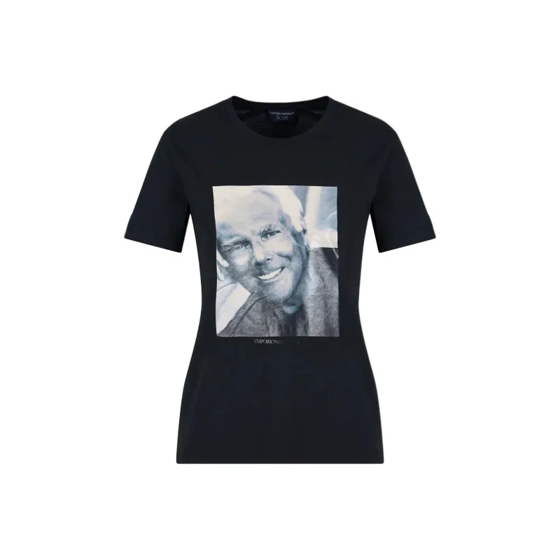 EMPORIO ARMANI Icon Supima Jersey T shirt With Mr Armani Photographic Print-0