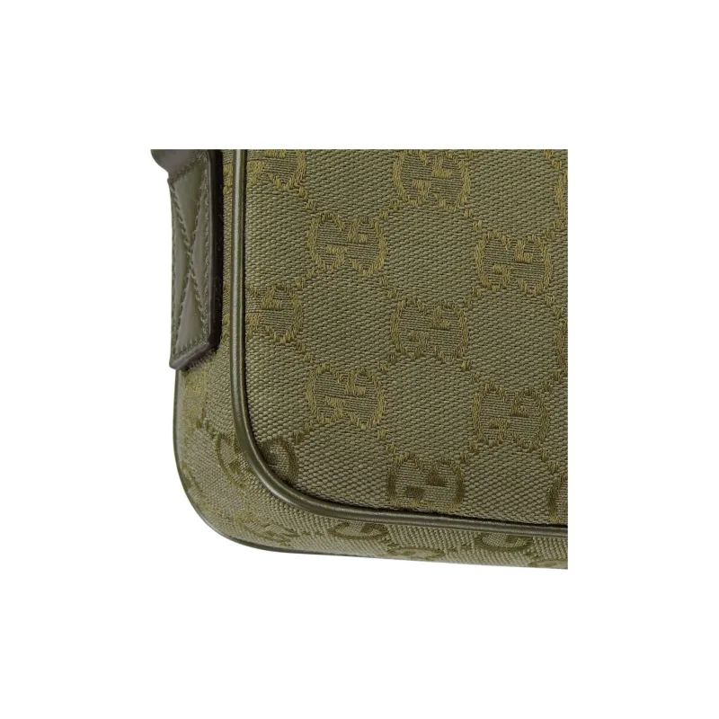 GUCCI Canvas Crossbody Handbag Trumpets Men's Forest Green-7