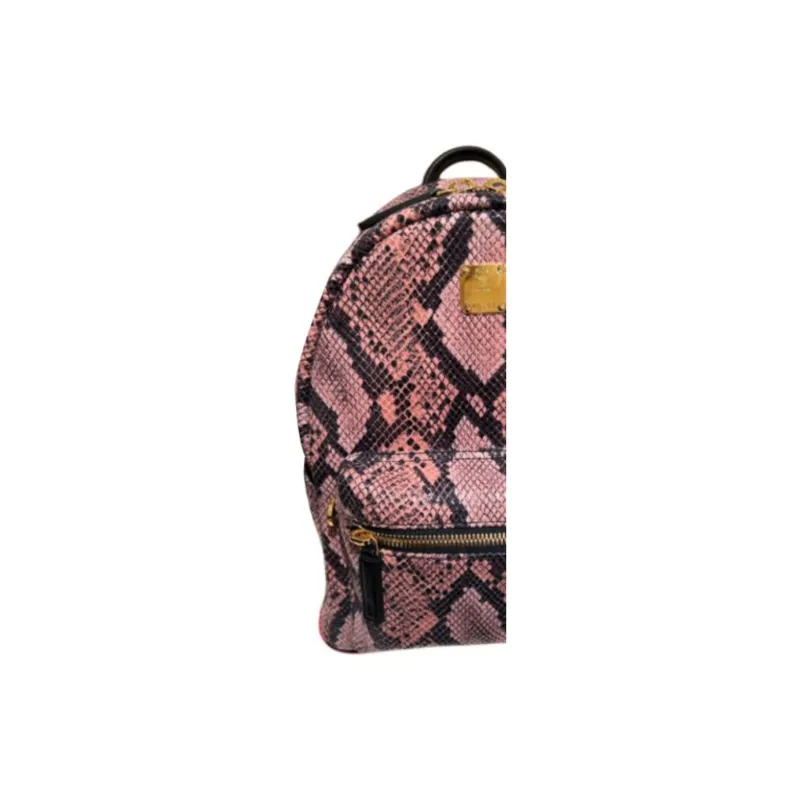 MCM Stark Visetos Suede Backpack Trumpets Women's Pink-2