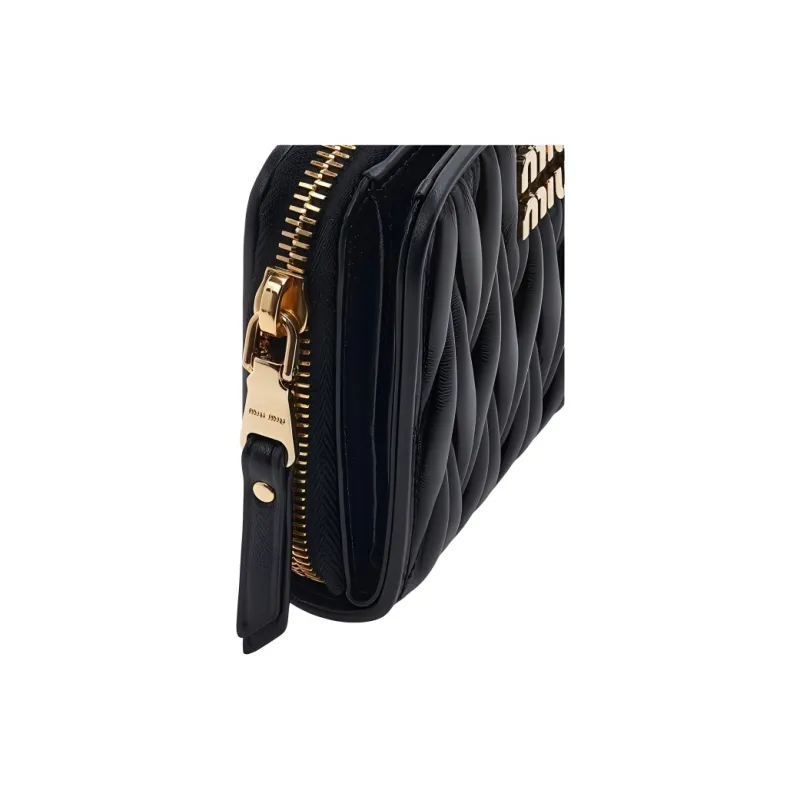 MIU MIU Leather Card Holder Wallet Regular Women's Black-6