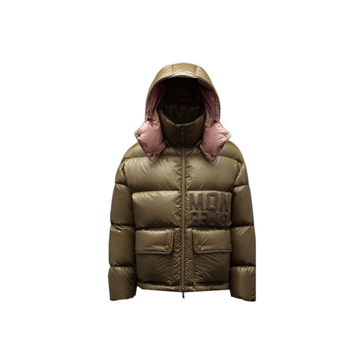 Moncler Women's Abbaye Short Down Jacket Mud Brown - POIZON