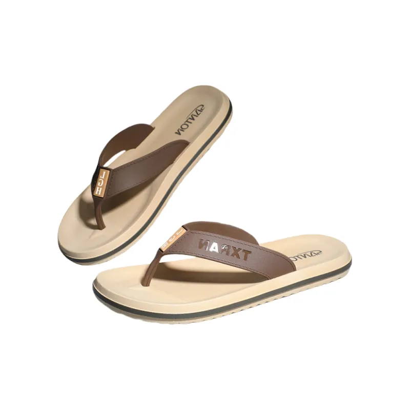 NAIHUO Men's Flip Flops Summer Outerwear Slip Resistant Men's Slippers Beach Korean Style Men's Toe Slipper Sandals-1