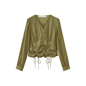 SHUIYUNJIAN Shirt Women's Pea Green Yarn