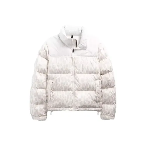 THE NORTH FACE Women'ss 1996 Printed Retro Nuptse 700 Fill Packable Jacket Silver Grey Leopard Print Gardenia White