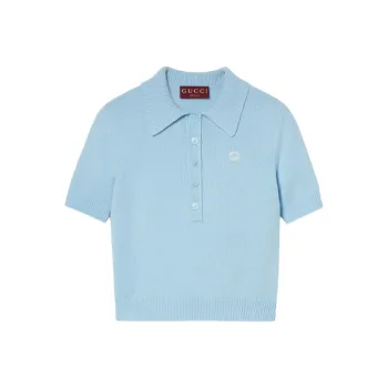 GUCCI Polo Shirt Women's Light Blue