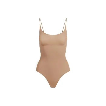 SKIMS SHEER SEAMLESS THONG BODYSUIT Jumpsuit Women's SIENNA/Ochre