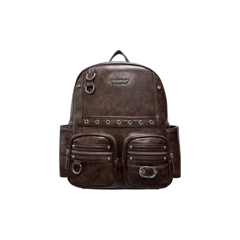 CULTIVATOR PU Backpack Medium Size Unisex Beige/Russet/Black-1