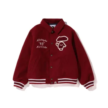 A BATHING APE Melton Varsity Jacket 'Black'