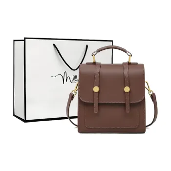 MILLIE'S Synthetic Leather Satchel Bag Backpack Regular Women's Coffee