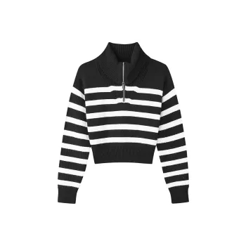 Skechers Yazhuan Series Knitwear Women's Coconut Milk White With Carbon Black Stripes