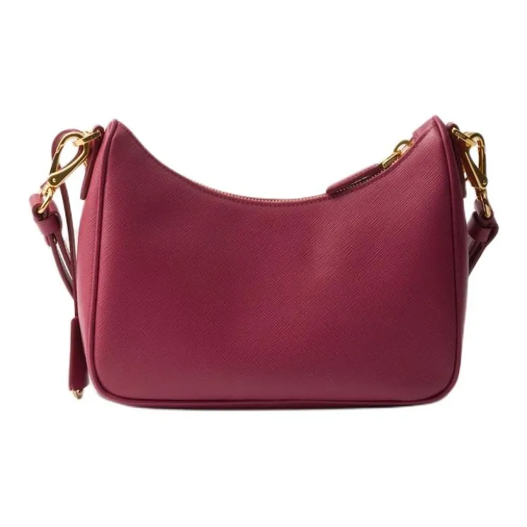 PRADA Re Edition Calfskin Handbag, Shoulder Bag Mini Women's Burgundy Pink-2