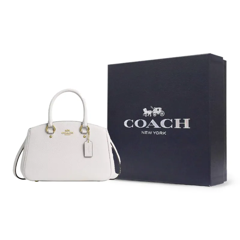COACH Pebbled Leather Tote Bag, Shopping Bag, Shoulder Bag, Handbag Small Size Women's White-9