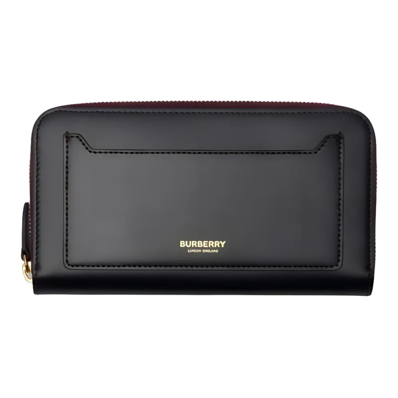 Burberry Grain Calfskin Wallet Tubas Women's Black-0