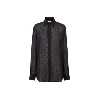 FENDI FF-embroidered Semi-sheer Shirt