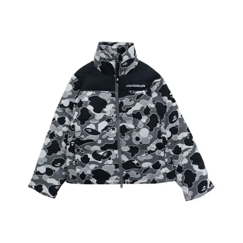 A BATHING APE FW21 Camouflage Colorblock Stand Collar Down Jacket Women's