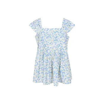 3COLOUR Chiffon Shirts Women's Sky Blue Floral