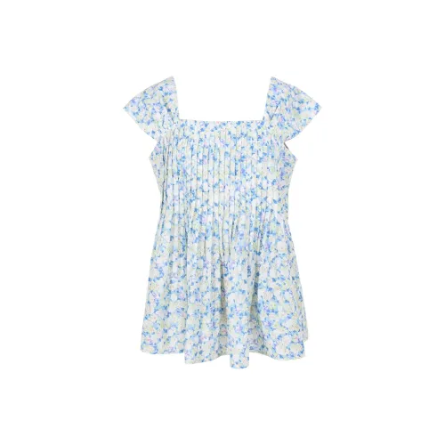 3COLOUR Chiffon Shirts Women's Sky Blue Floral