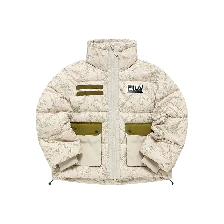 White Mountaineering X FILA FUSION FILA FUSION Hakusan L Collaboration Collection Down Jackets Women's Camouflage Yarn-0