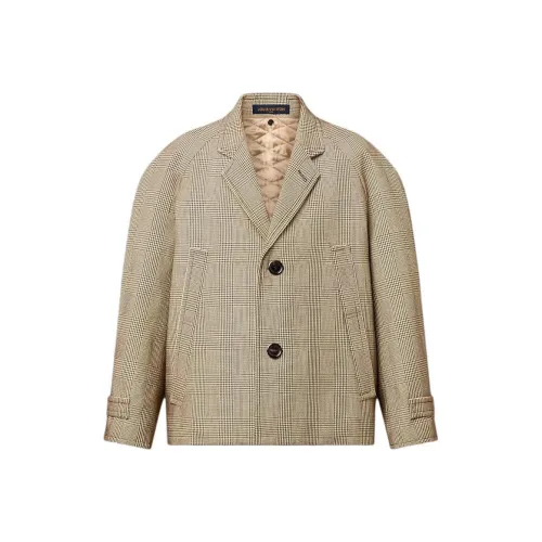 LOUIS VUITTON Prince Of Wales Cropped Coat Jackets Coats Women's Spring Outfit Camel