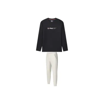 FILA Casual Sportswear Men Set Legend Blue T Shirt+Beige Pants