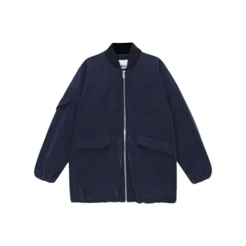GANNI Blue Twill Oversized Bomber Jacket Jackets Coats Women's Blue
