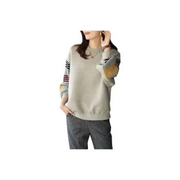Oudifu Sweatshirts Women's Gray Fleece Lined And Thickened