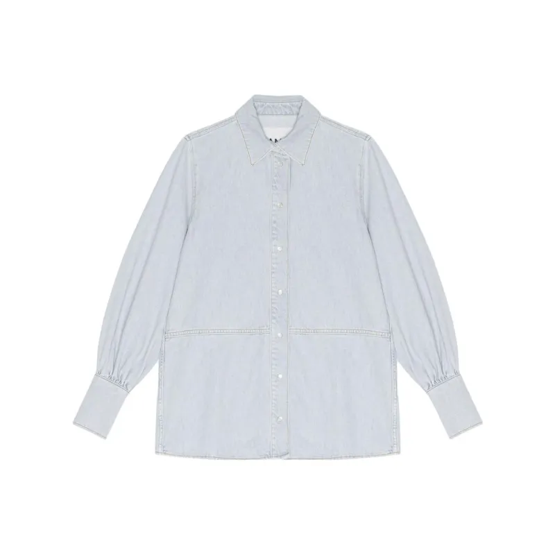 GANNI Denim Shirt With Logo-5