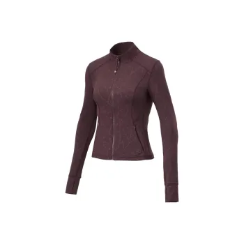 LINING Fitness Series Sweatshirts Women's Deep Purplish Red Embossed All Over Print