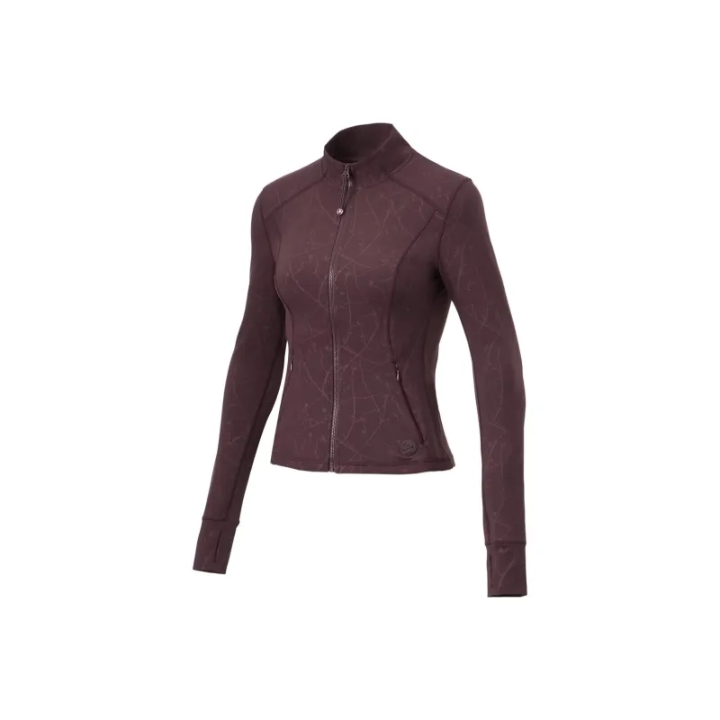 LiNing Fitness Series Sweatshirt Women's Deep Purplish Red Embossed All Over Print-0