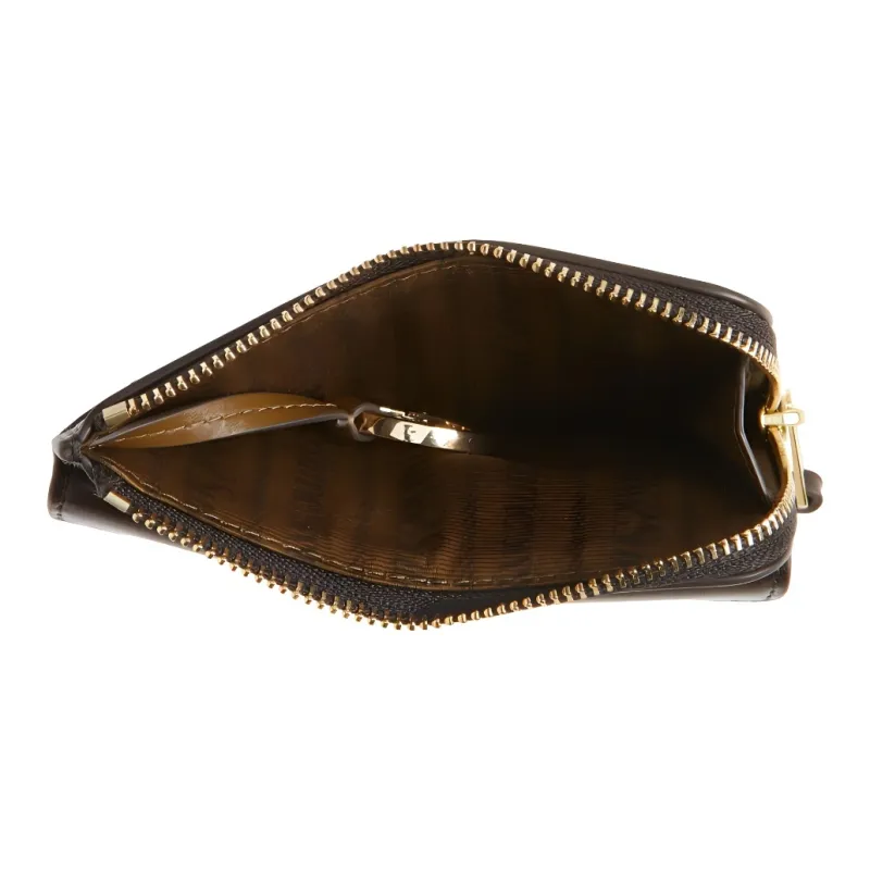 TORY BURCH T Monogram Coated Canvas Card Holder Unisex Brown-2