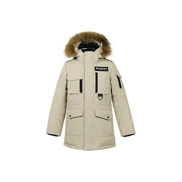 Discovery Expedition Solid Color Hooded Thickened Mid Length Down Jacket Women's-5