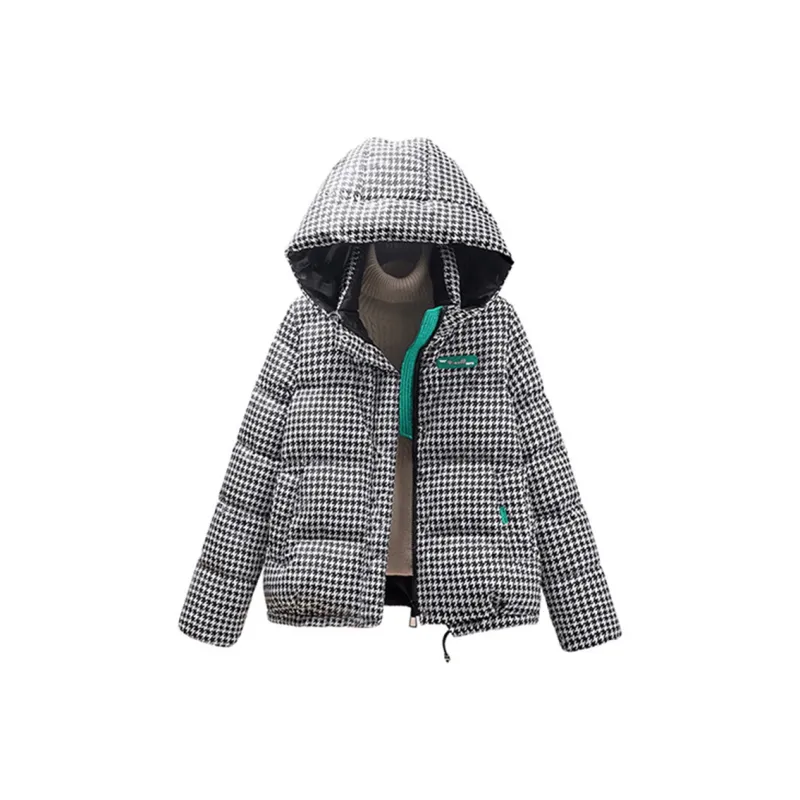 Cypress House Down Jacket Women's Black White Houndstooth-0