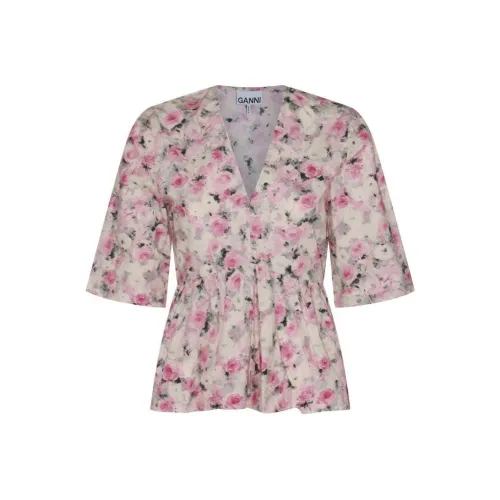 GANNI Floral print Organic Cotton Blouse