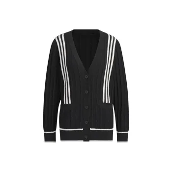 Adidas Primeknit Cable Pattern Cardigan Knitwear Women's Black