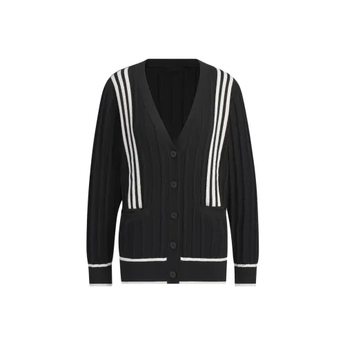 Adidas Primeknit Cable Pattern Cardigan Knitwear Women's Black