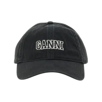 GANNI Logo Embroidered Curved Peak Hat