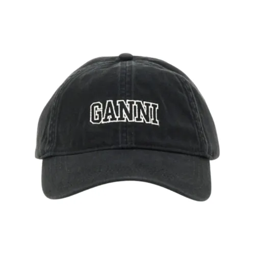 GANNI Logo Embroidered Curved Peak Hat